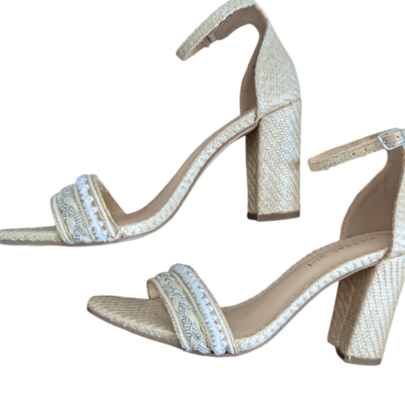Madden Girl Bella Block Heel Sandals Size 7 Ivory Pearl Wedding Boho NEW - Picture 10 of 13